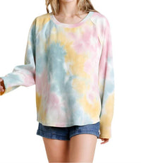 Umgee - Raglan Sleeve Raw Edged Top
