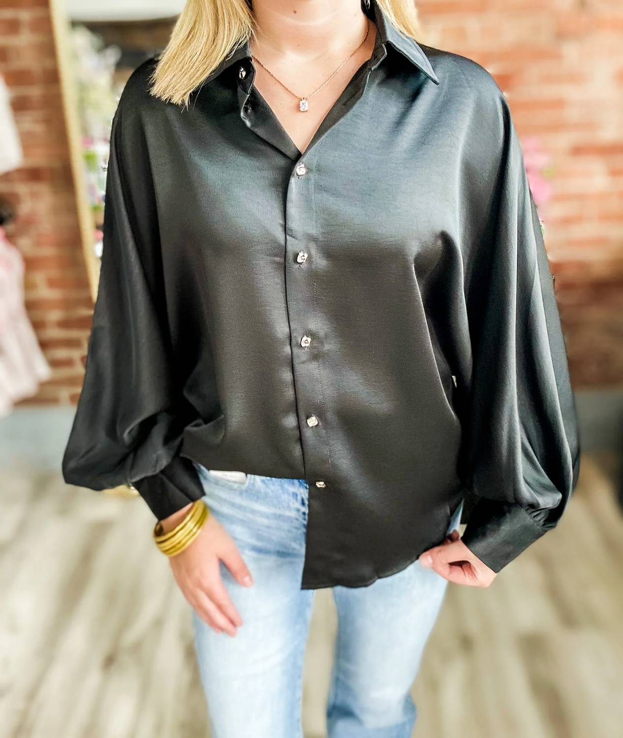 Glam - Midnight Buttoned Blouse