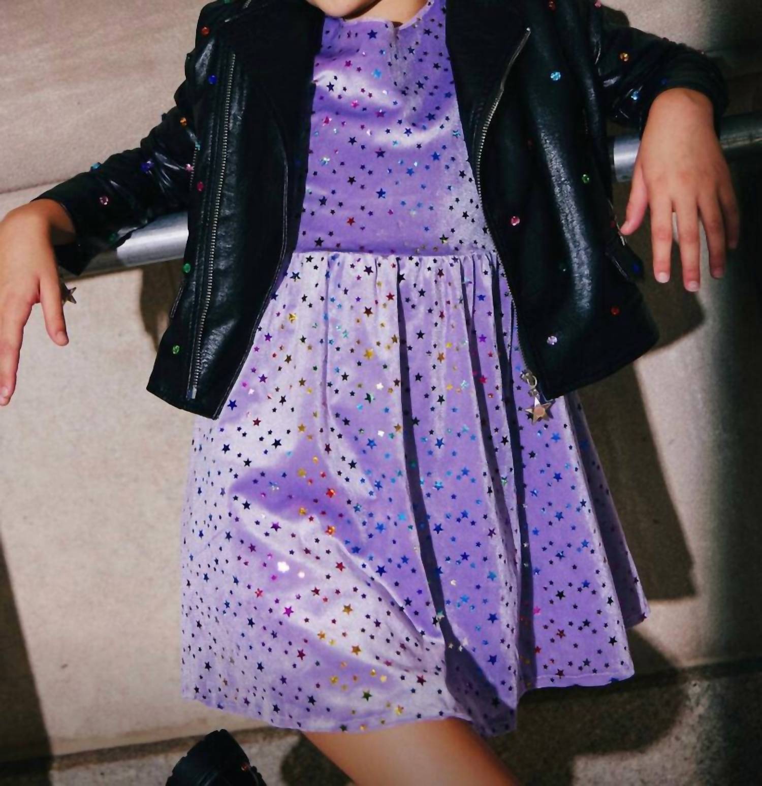 Lola + The Boys - Girl's Sky Velour Dress
