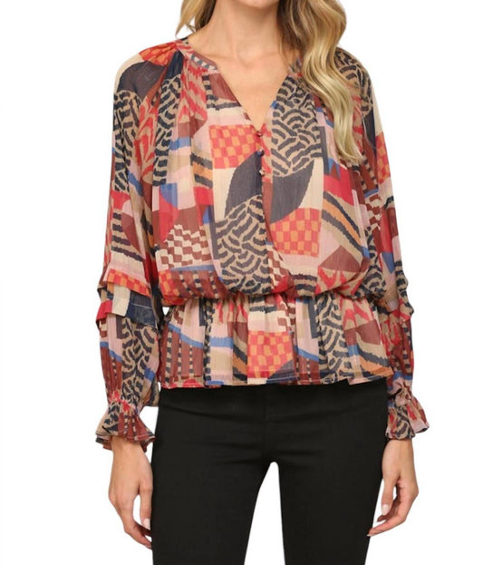 Fate - Long Sleeve Abstract Print Top