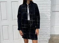 Elliott Lauren Broken Plaid Short Jacket in black white - women's cardigan