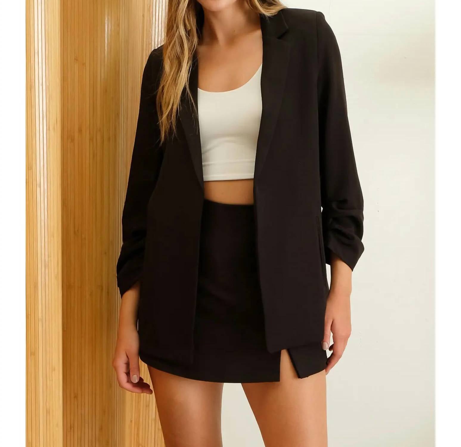 The Workshop - 3/4 Ruched Sleeve Blazer