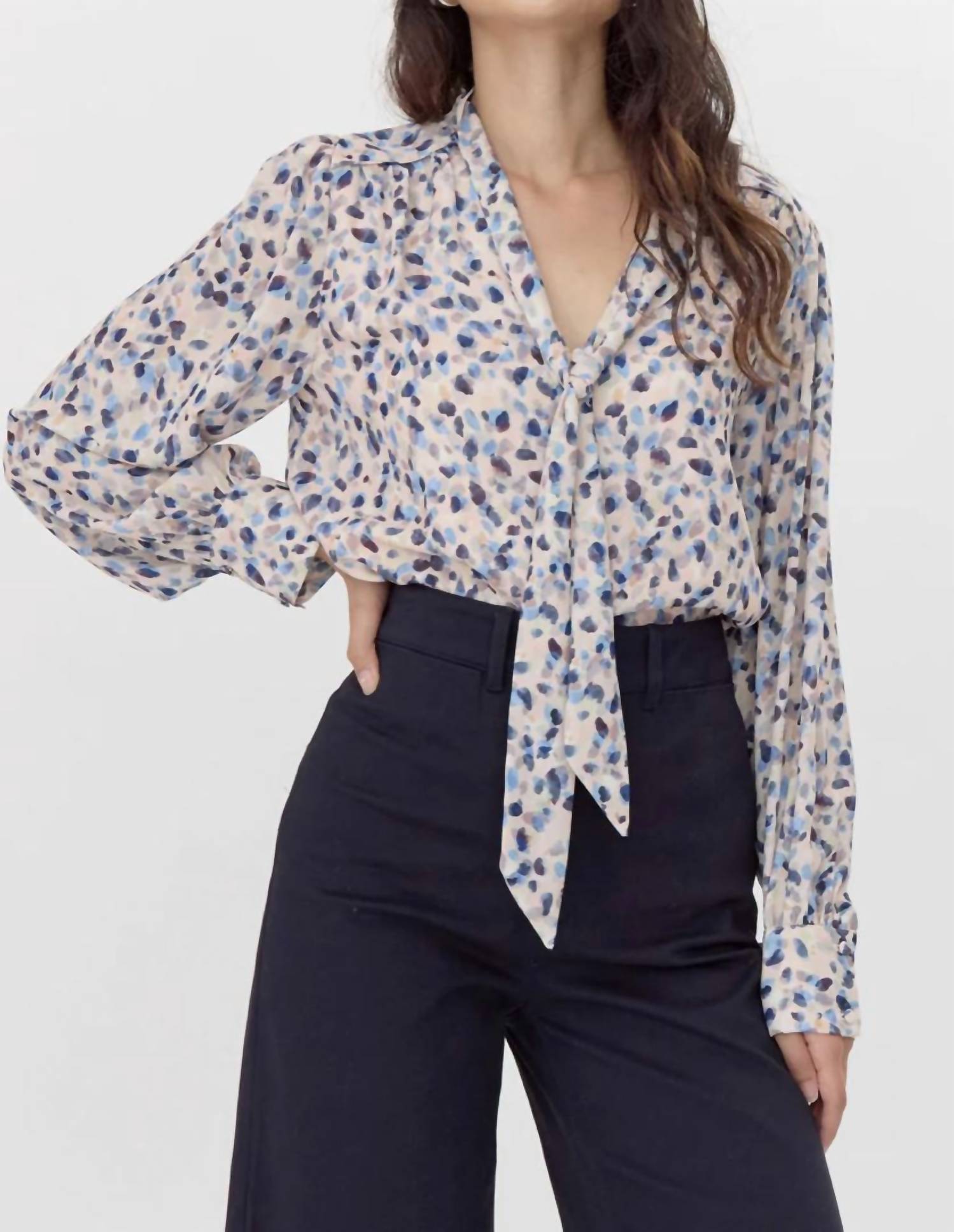 Greylin - Edna Printed Tie Neck Blouse