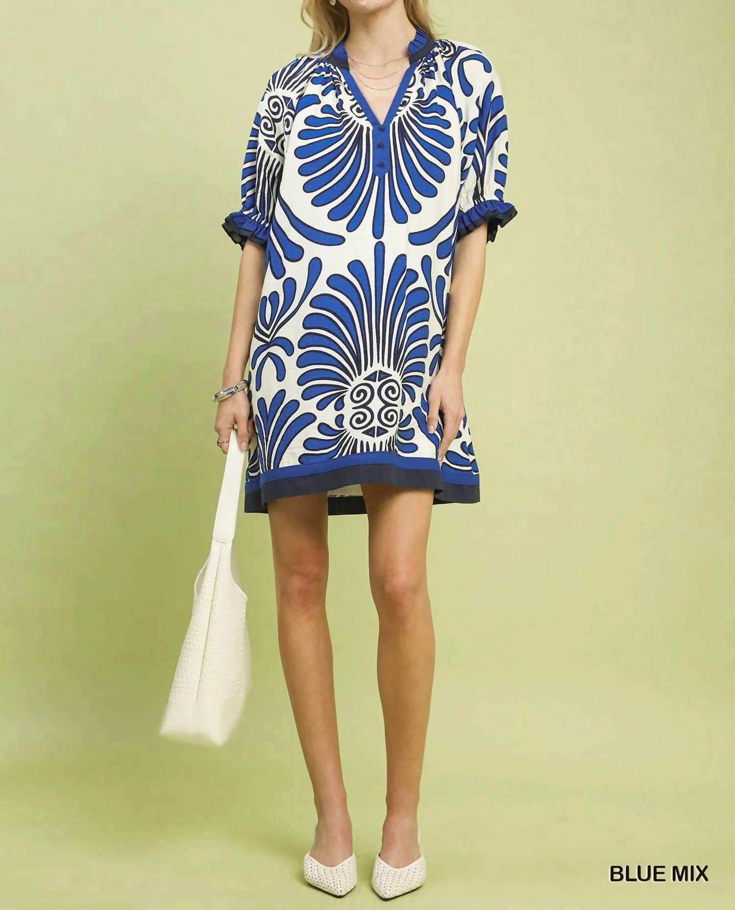 Umgee - Mix Printed V-Neck Dress