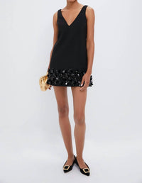 Self-Portrait - Crepe 3d Sequin Mini Dress