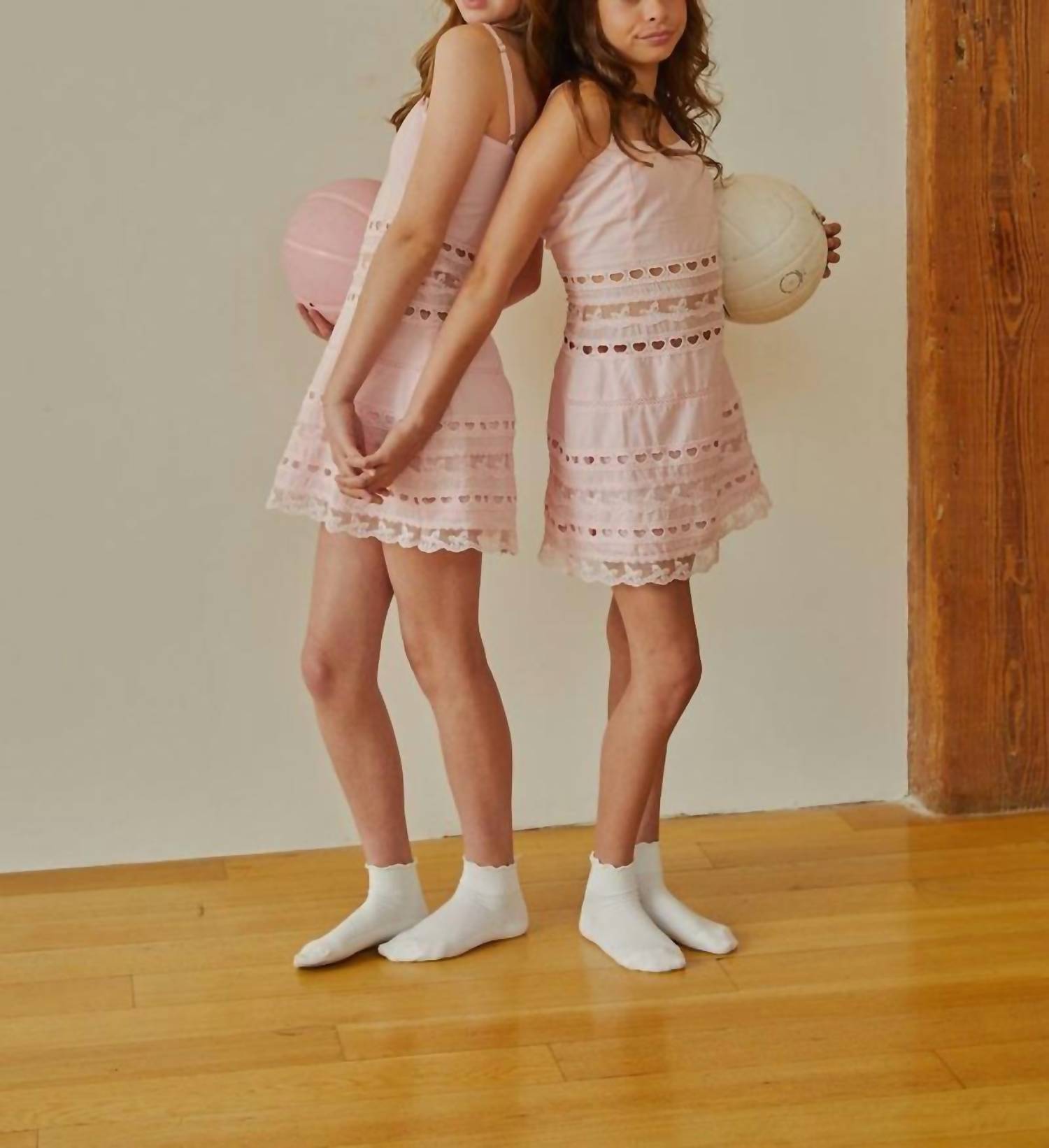 THEME Isabella Heart Bow Lace Dress in pink - kids' dress - alternate view