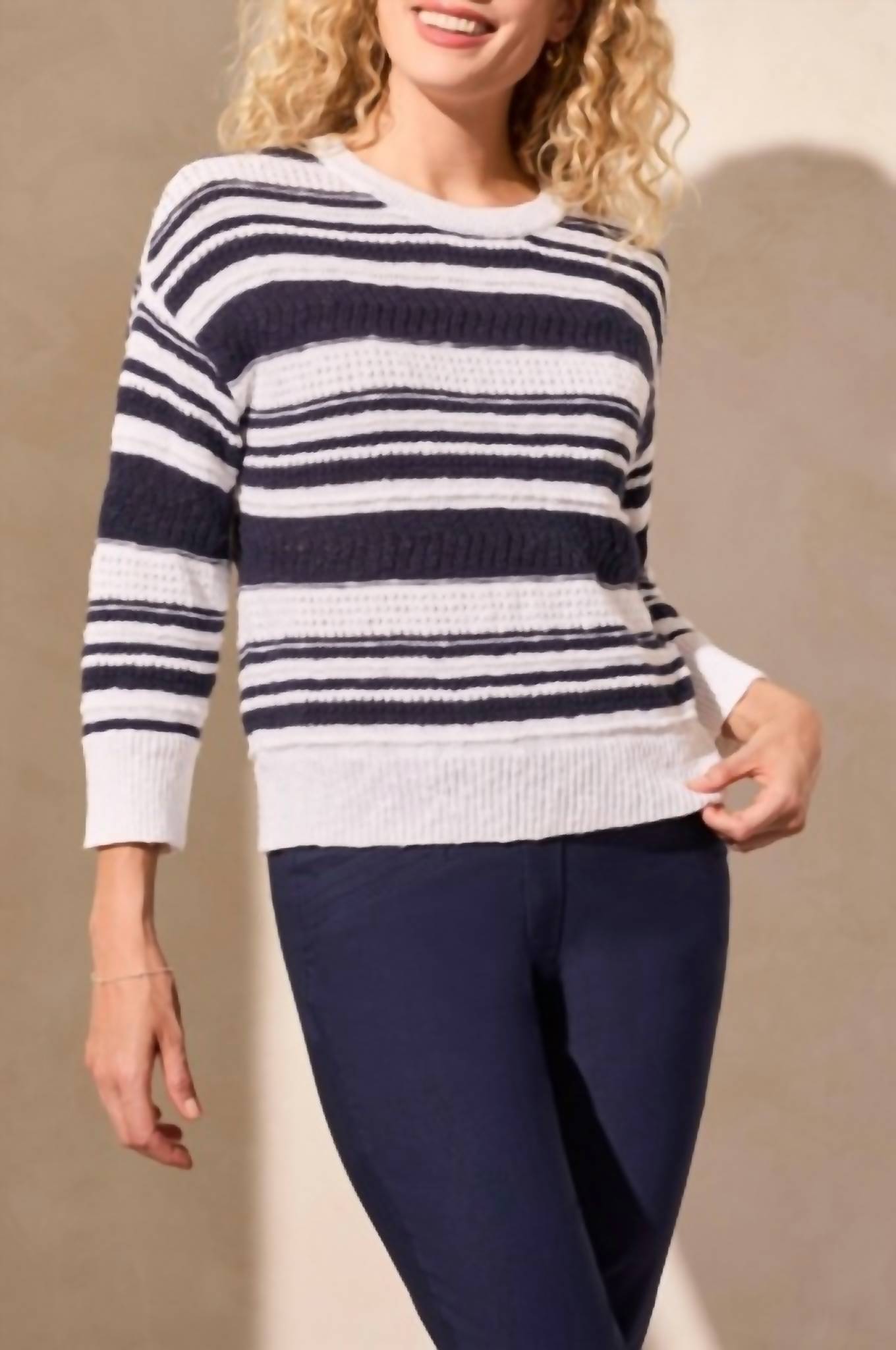 Tribal - 3/4 Sleeve Scoop Neck Sweater