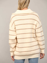 Fate - Stripe Half-zip Tunic Sweater