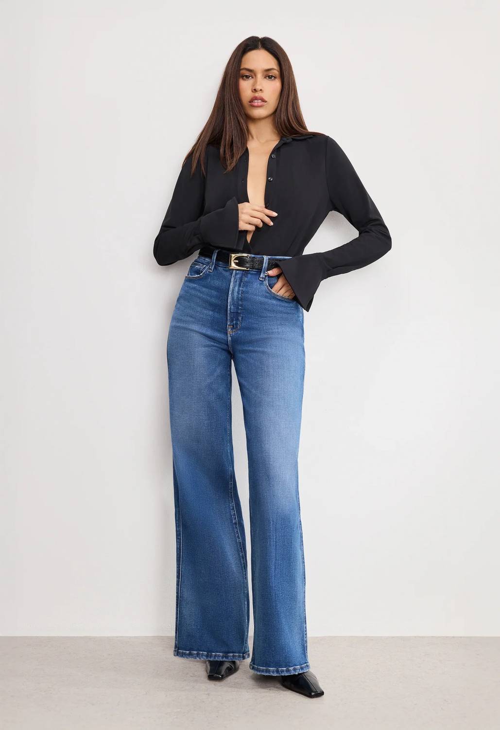 Good American - Soft Tech Good Skate Wide Leg Jeans