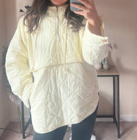 And The Why - Washed Quilting And Padding Half Zip-up Hoodie Jacket