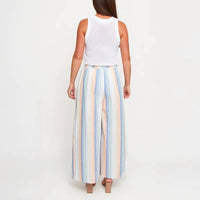 Elsie & Zoey - Wynn Open Slit Striped Tie Waist Wide Leg Pants