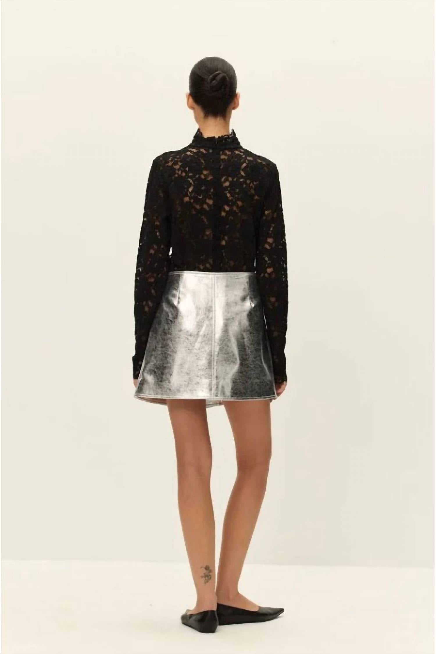 Elodie - Tau Leather Mini Skirt