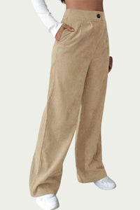 HIGH-WAIST PLEATED CORDUROY PANTS