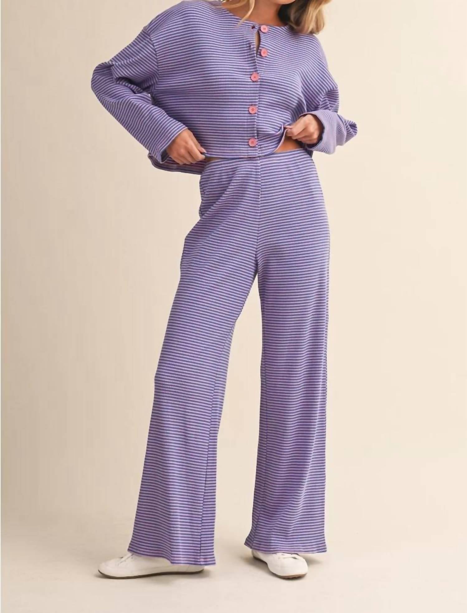 Klesis - Striped Sweater And Pants Set