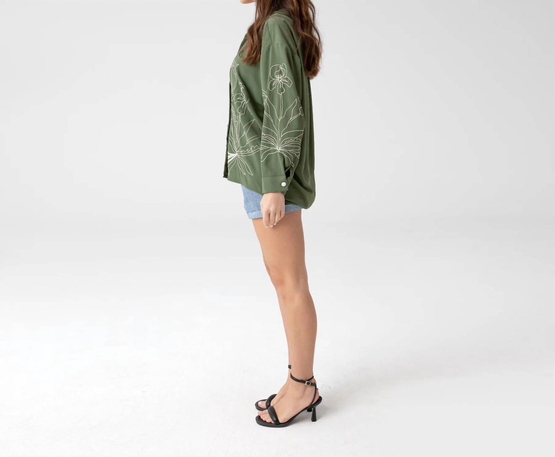 Soulofmu - DROP SHOULDER EMBROIDERY OVERSIZED SHIRT