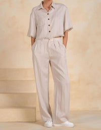 Elan - High Waist Pleated Trousers
