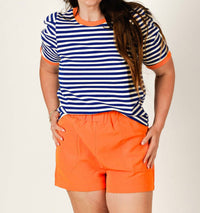 entro Breezy Stripe Tee in blue - women's t-shirt