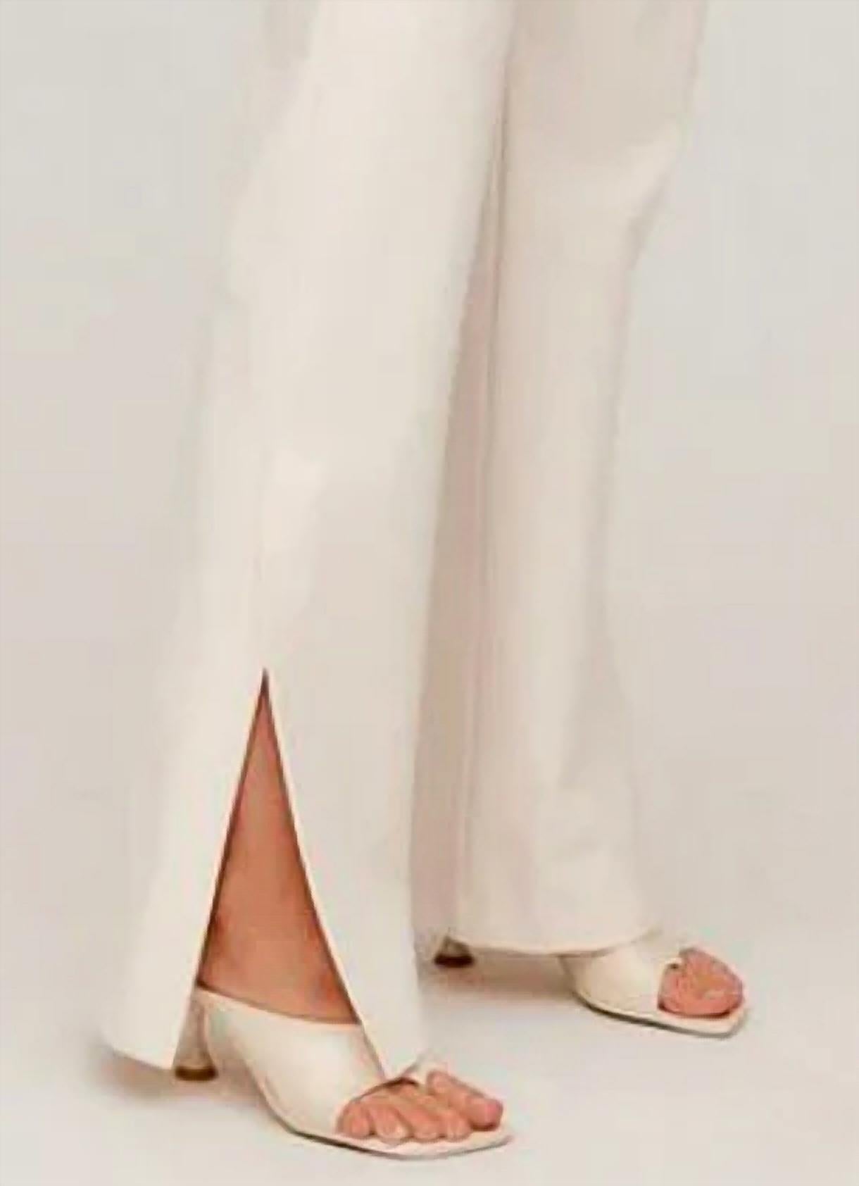 Fifteen Twenty Roxy Side Slit Pant in ecru - women's pants - detail view