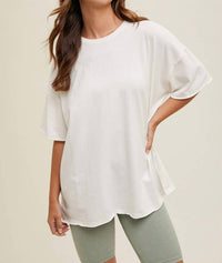 WISHLIST Josh Oversized Raw Hem Tee in white - women's t-shirt