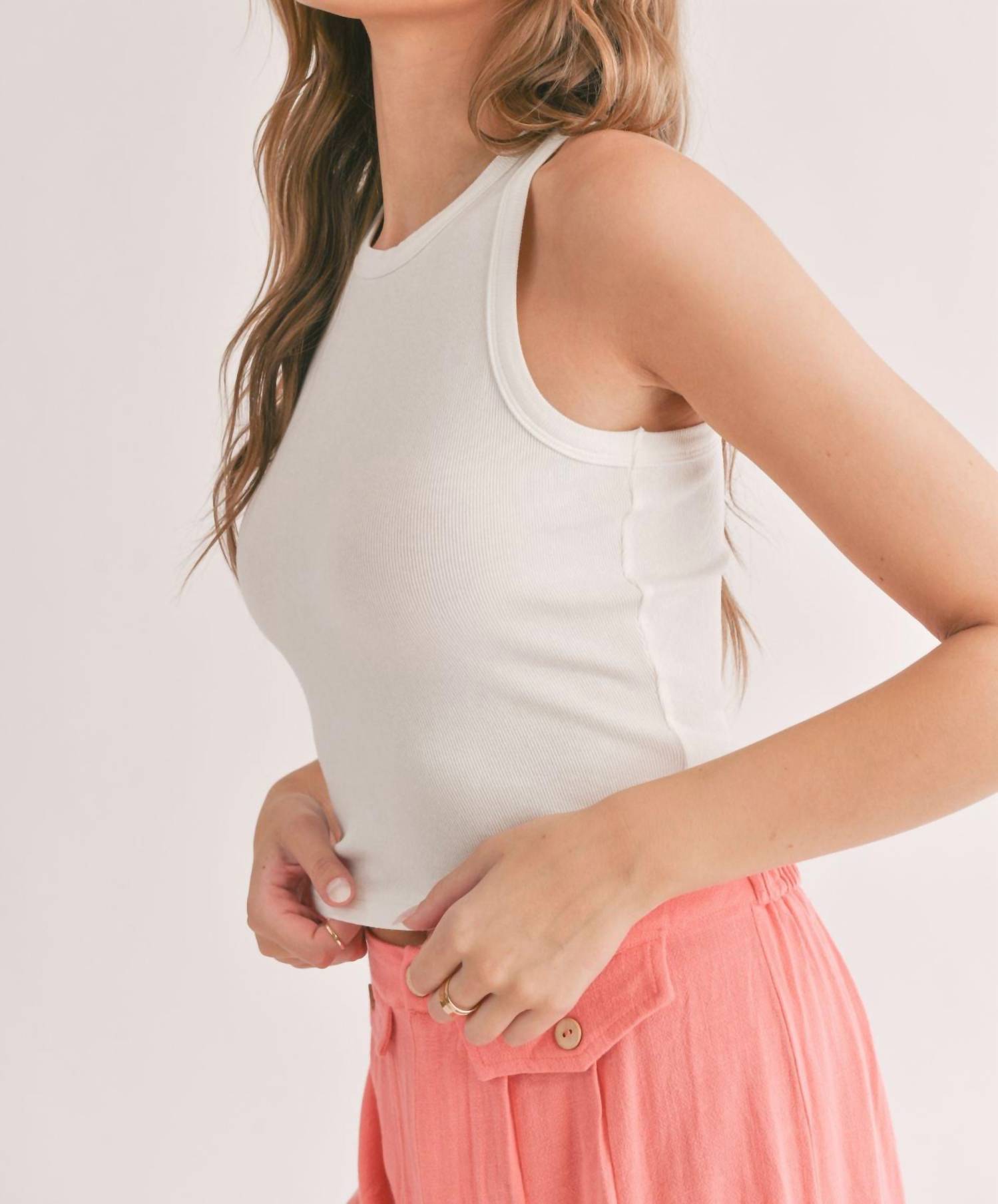 Sadie & Sage - Marshmallow Racerback Crop Tank