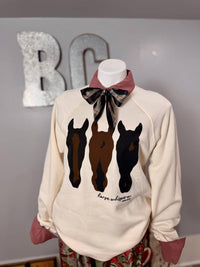 Rodeo Hippie Women's Horse Whisperer Sweatshirt in natural - women's top