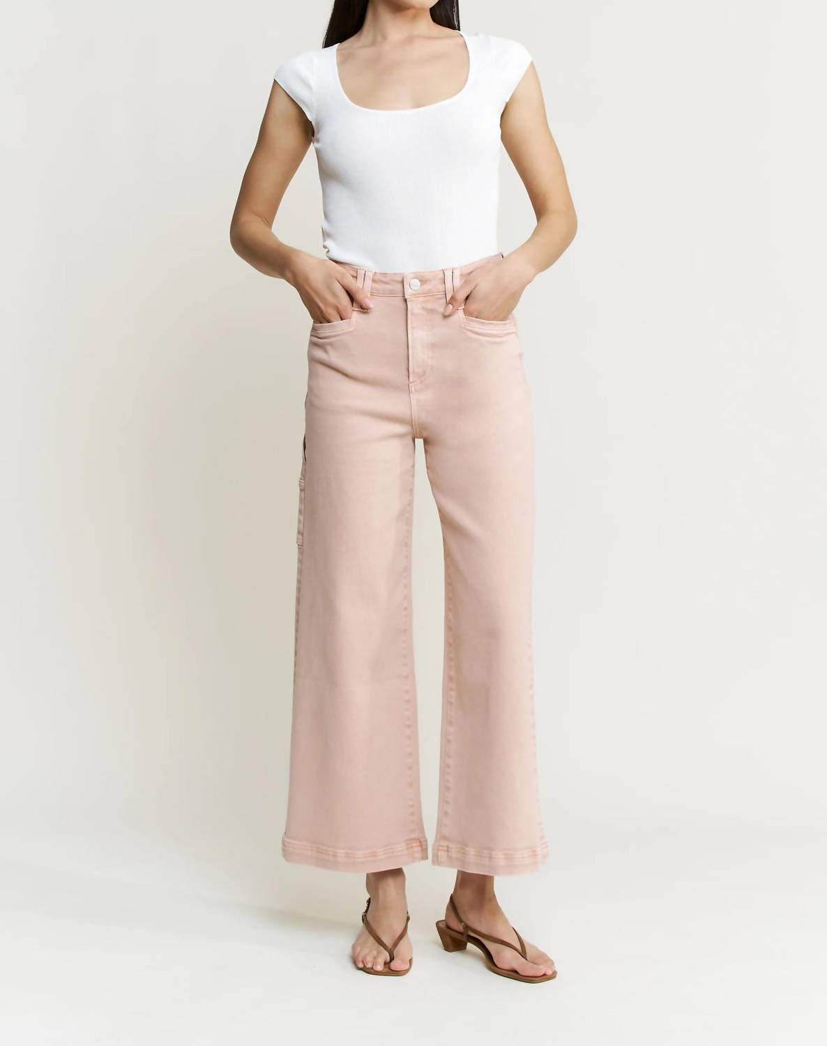 Mica Denim - Super High Wide Cropped Utility Jeans