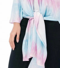 Jen & Co. Pastel Long Boho Kimono Wrap in stripe unicorn - women's scarf - alternate view