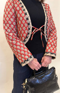 Mahila - Quilted Cropped Tie-front Jacket