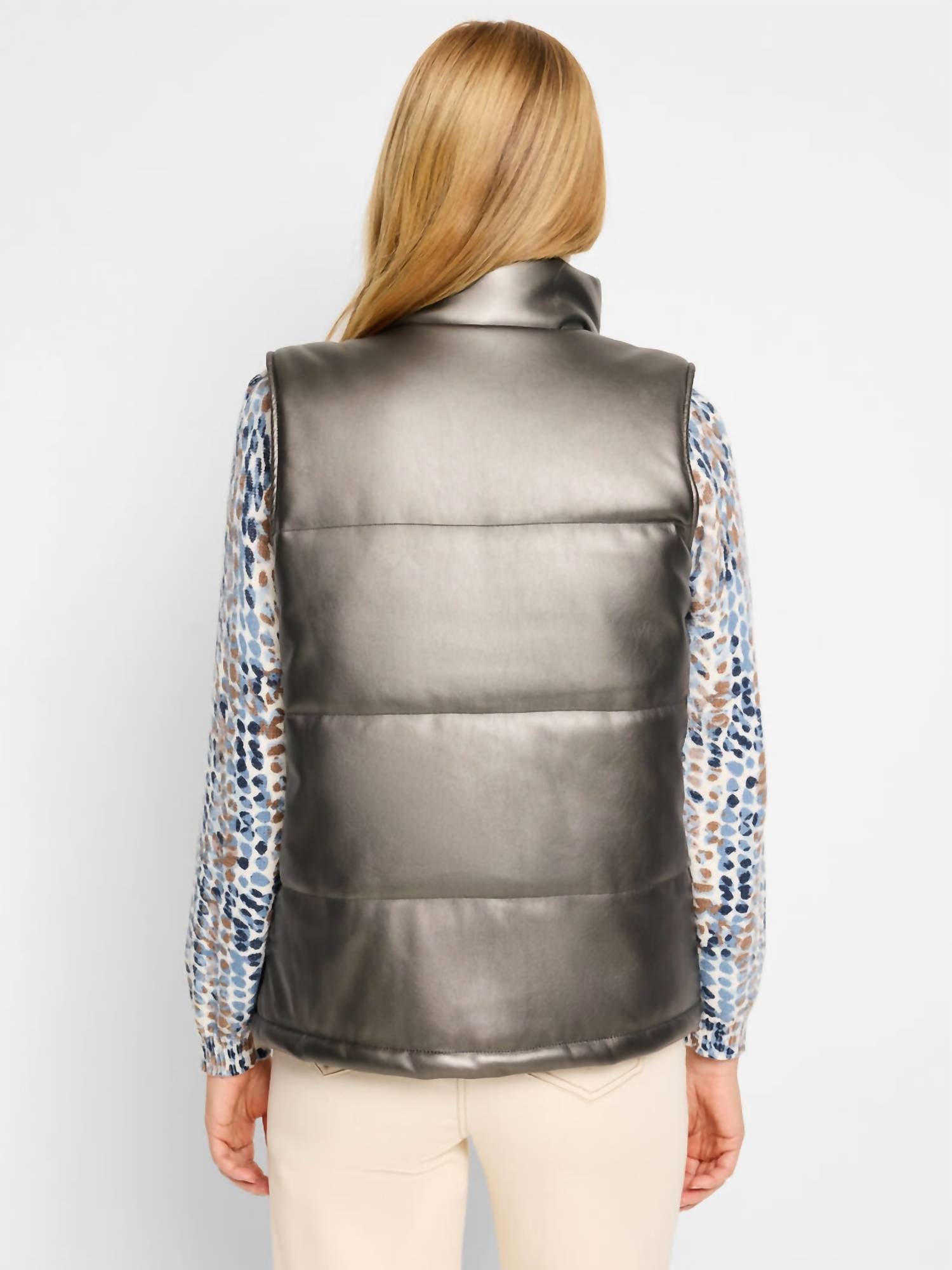 Nic + Zoe - Metallic Faux Puffer Vest