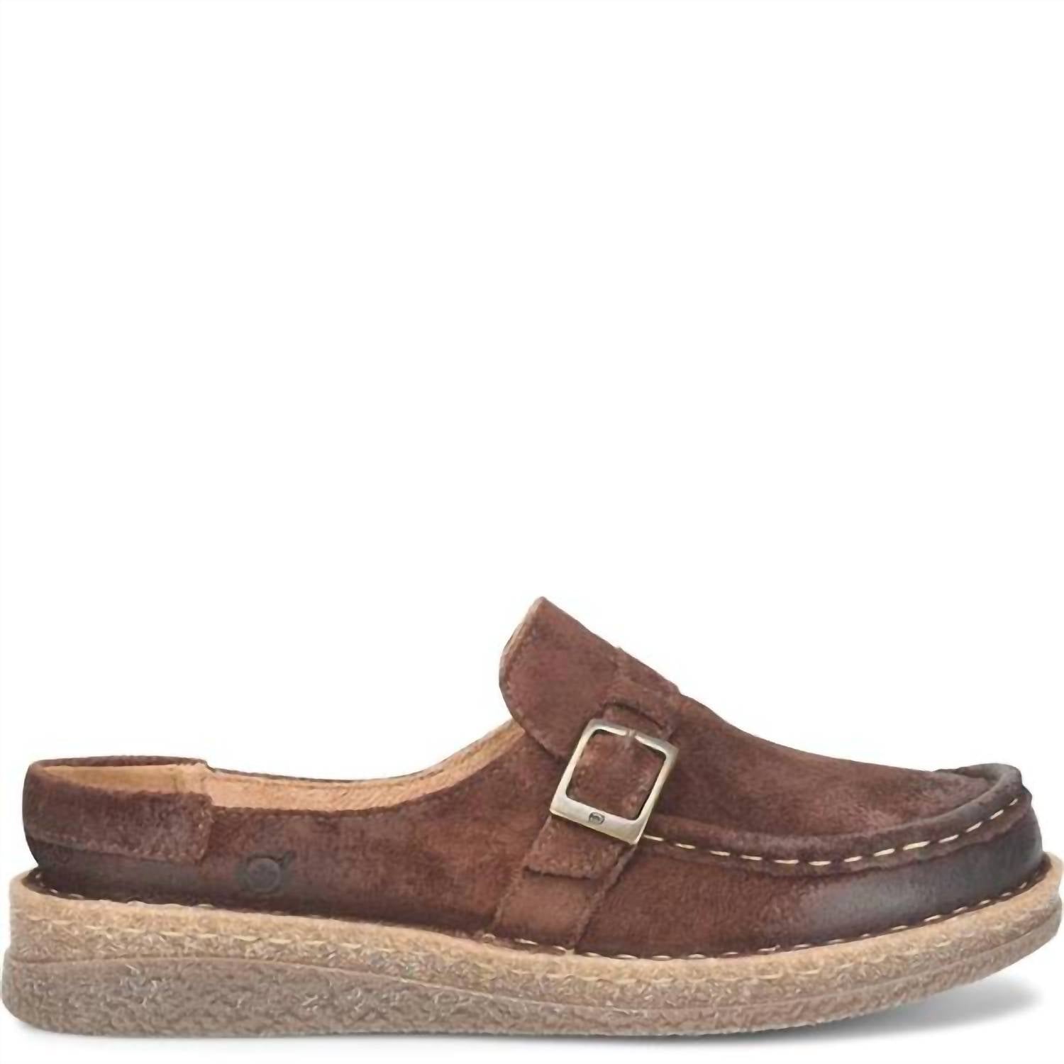 Born Women's Cory Handcrafted Clogs in dark brown - women's flats - detail view