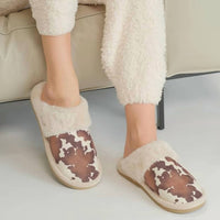 C.C - Women's Cow Print Plush Slippers