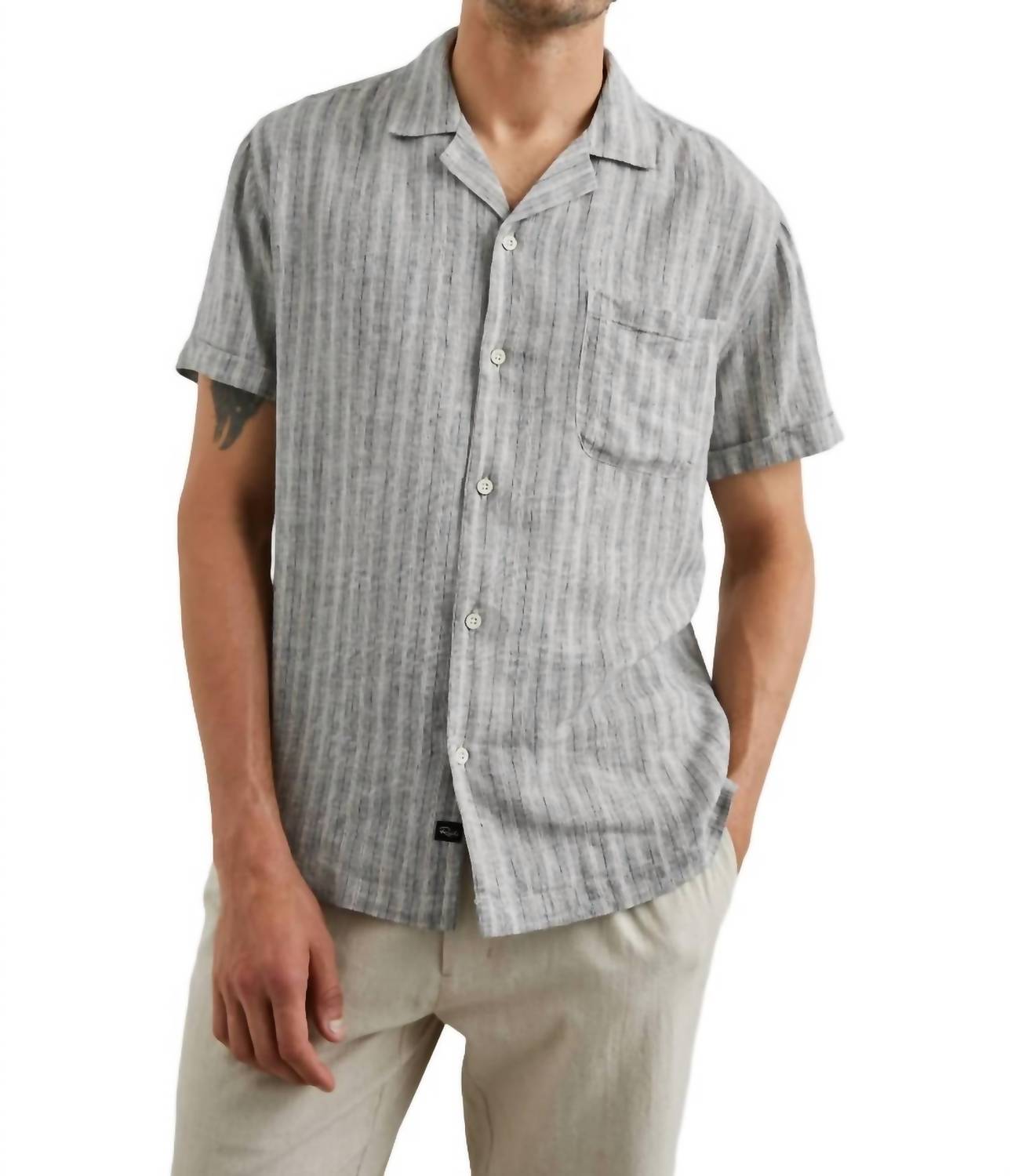 Rails Waimea Shirt Top in quinoa navy stripe - men's shirt