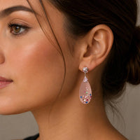 Gold & Honey - Women's Drop And Dangle Confetti Crystal Earrings
