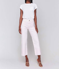 Charlie B - Wide Leg Twill Pants With Raw Edge