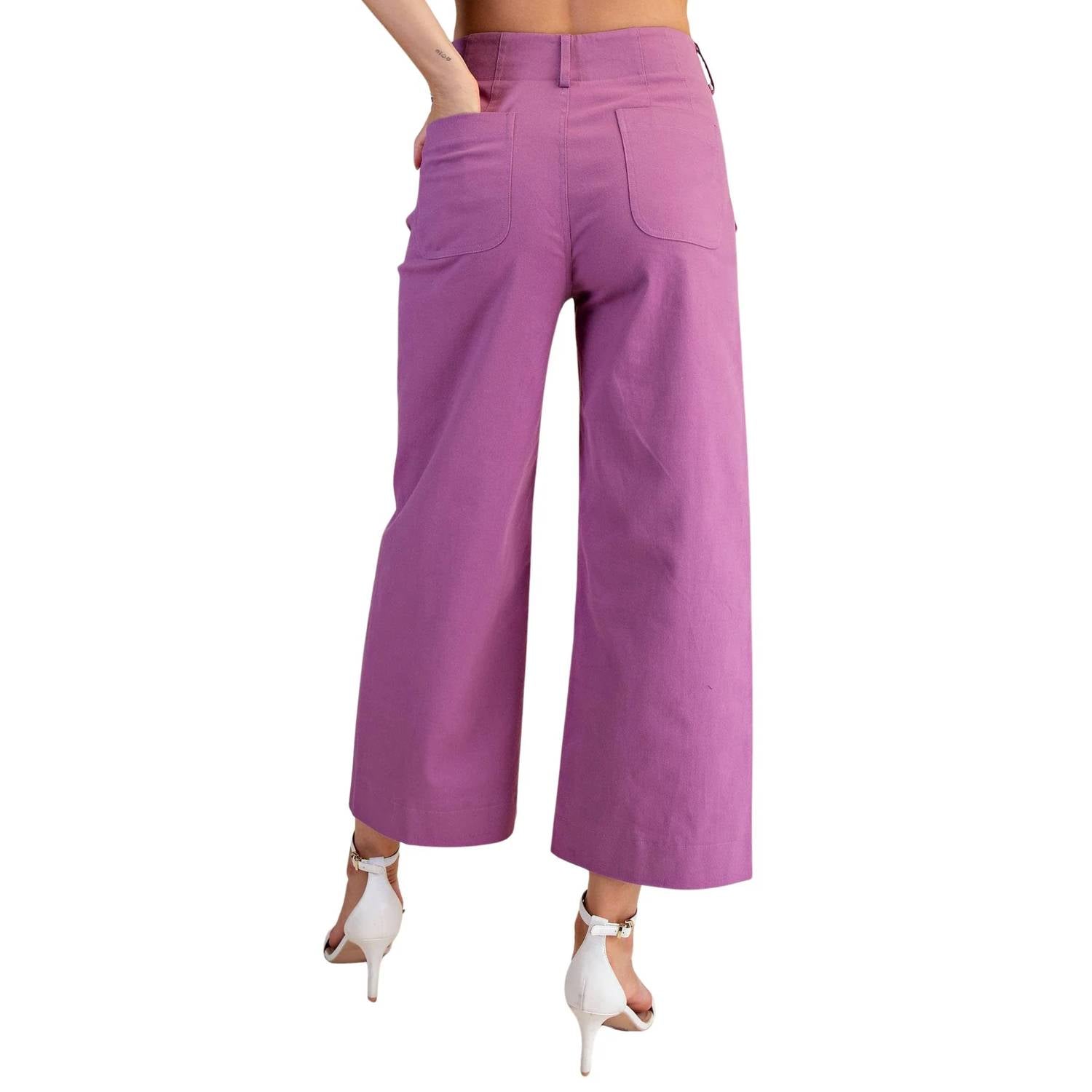 Glam - Women's Colette Wide Leg Scallop Pocket Pants