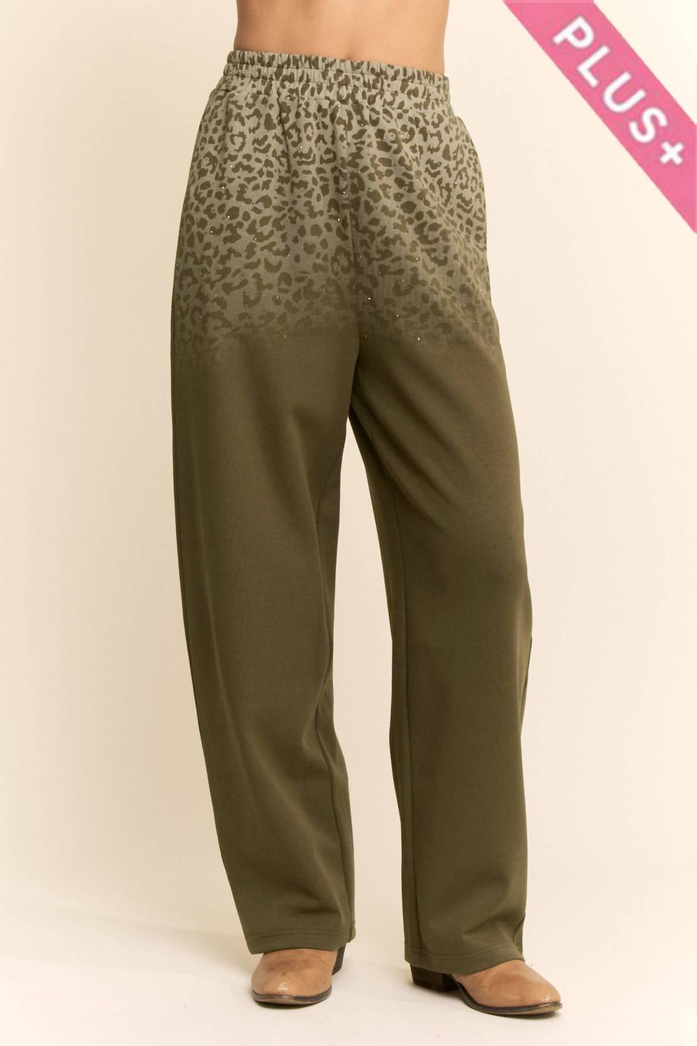Davi & Dani - Leopard Ombre Knit Wide-leg Pants
