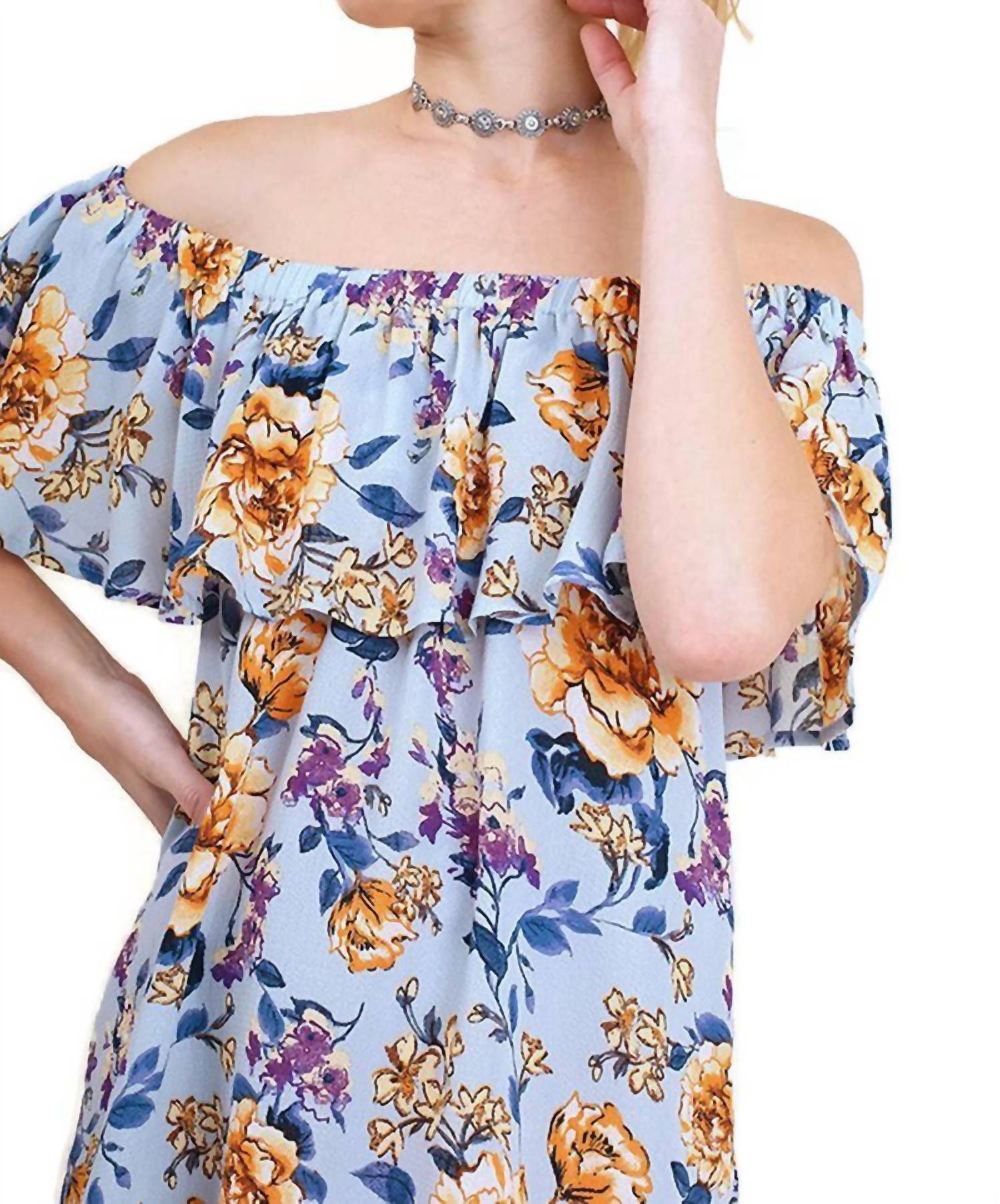 Umgee - Off The Shoulder Floral Print Top