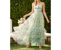 Ina Fashion - Rosette Detail Cut Out Tiered Maxi Dress