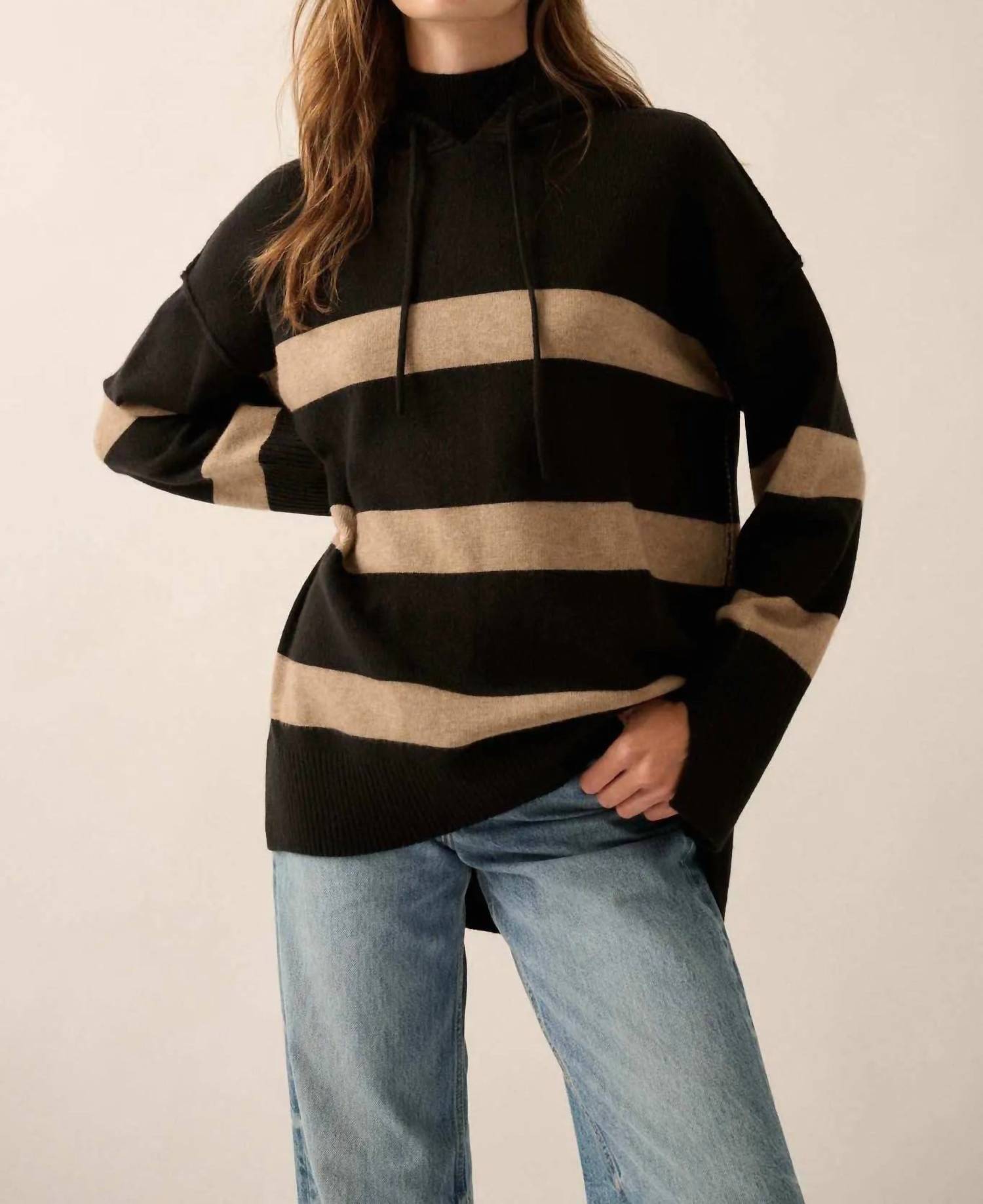 Promesa - Nantucket Sound Striped Mock-neck Hoodie