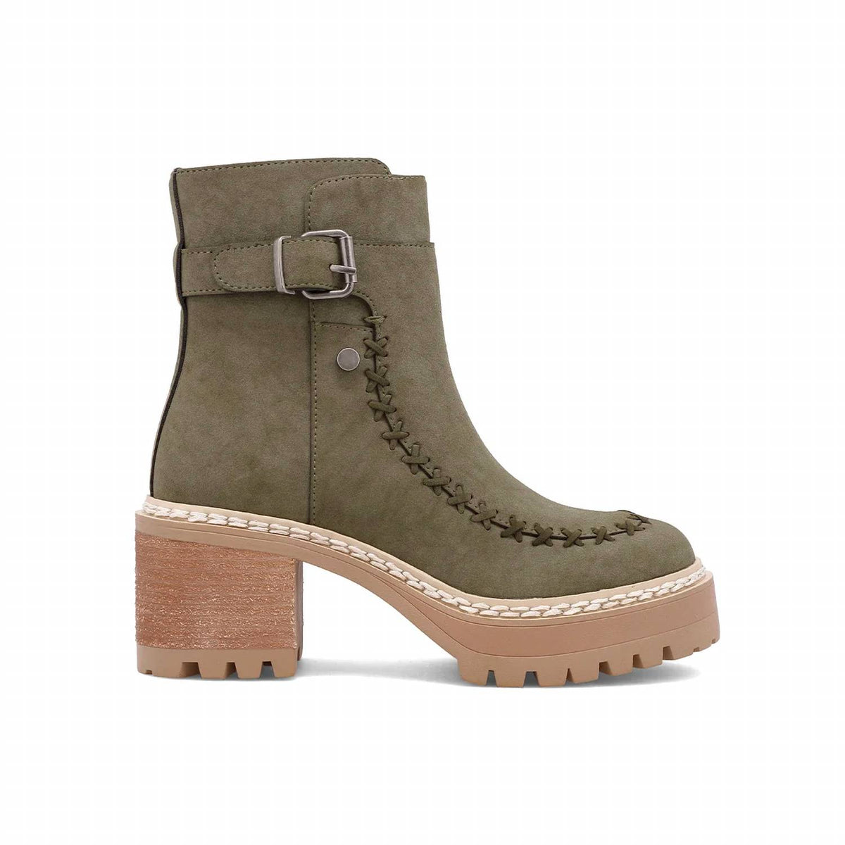 Mia Shoes - Women's Faux Suede Chunky Heel Bootie