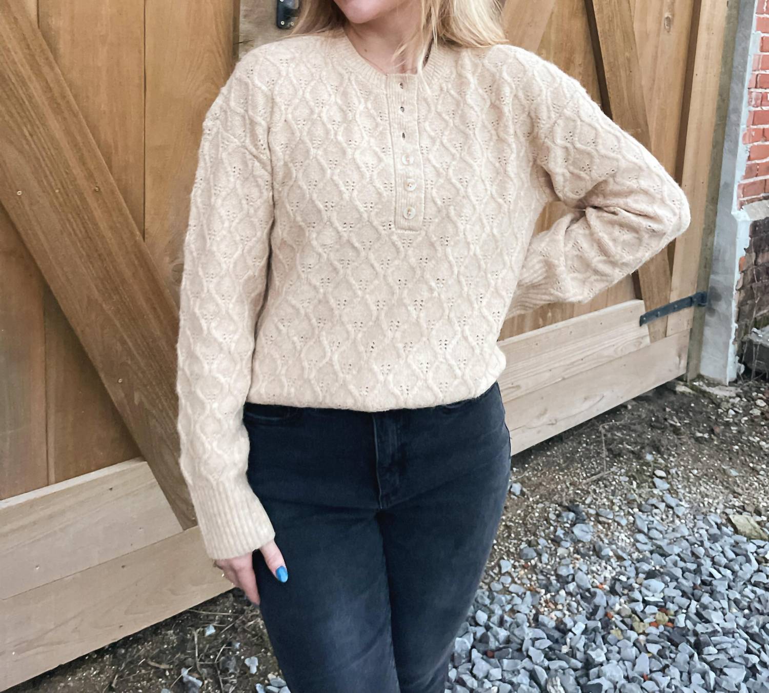 Design History - Avril Half Button Sweater