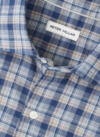 PETER MILLAR Whitecap Performance Flannel Shirt in blue haze - men's shirt - alternate view