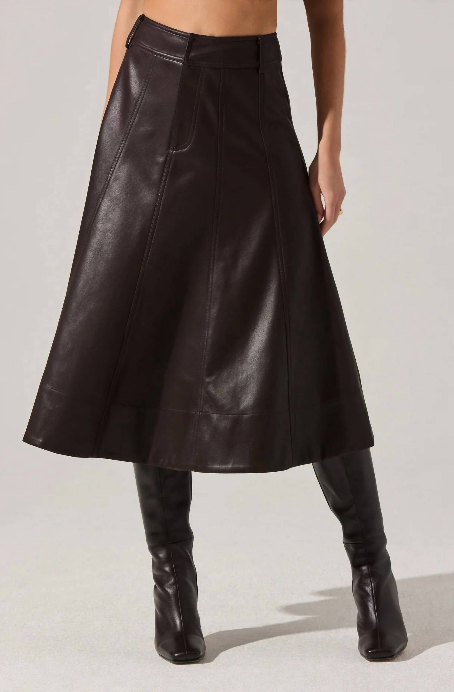 Astr - Zhuri Faxu Leather Midi Skirt
