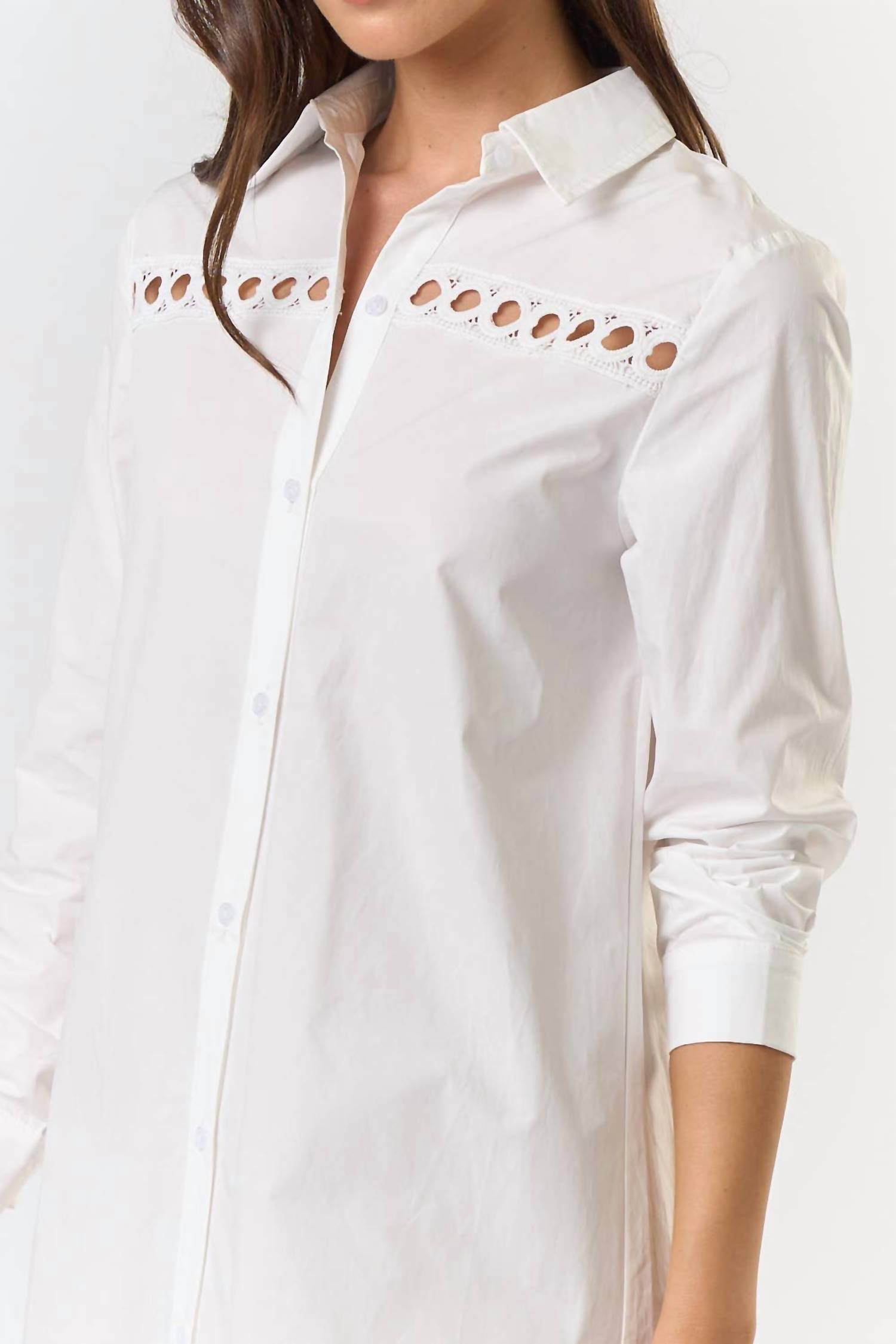 Lalavon - Embroidered Button Down Midi Dress