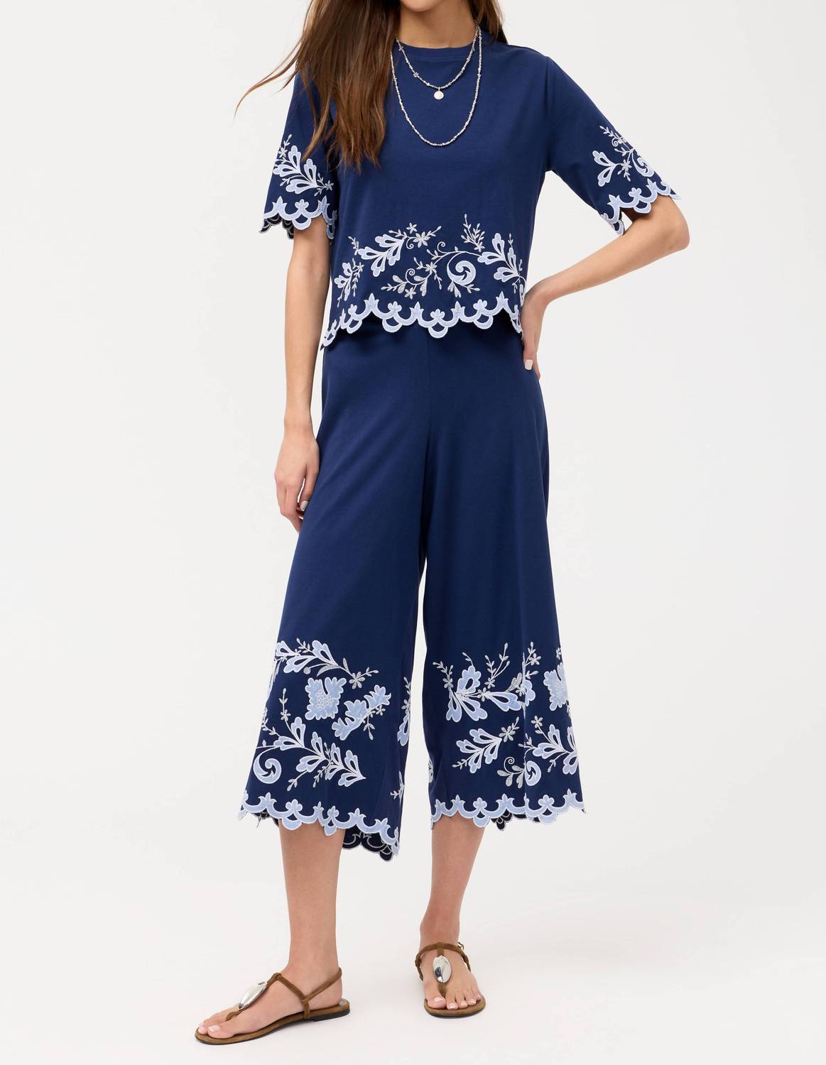 Johnny Was ADDELINE ELBOW SLEEVE TEE in navy - women's t-shirt - view 4