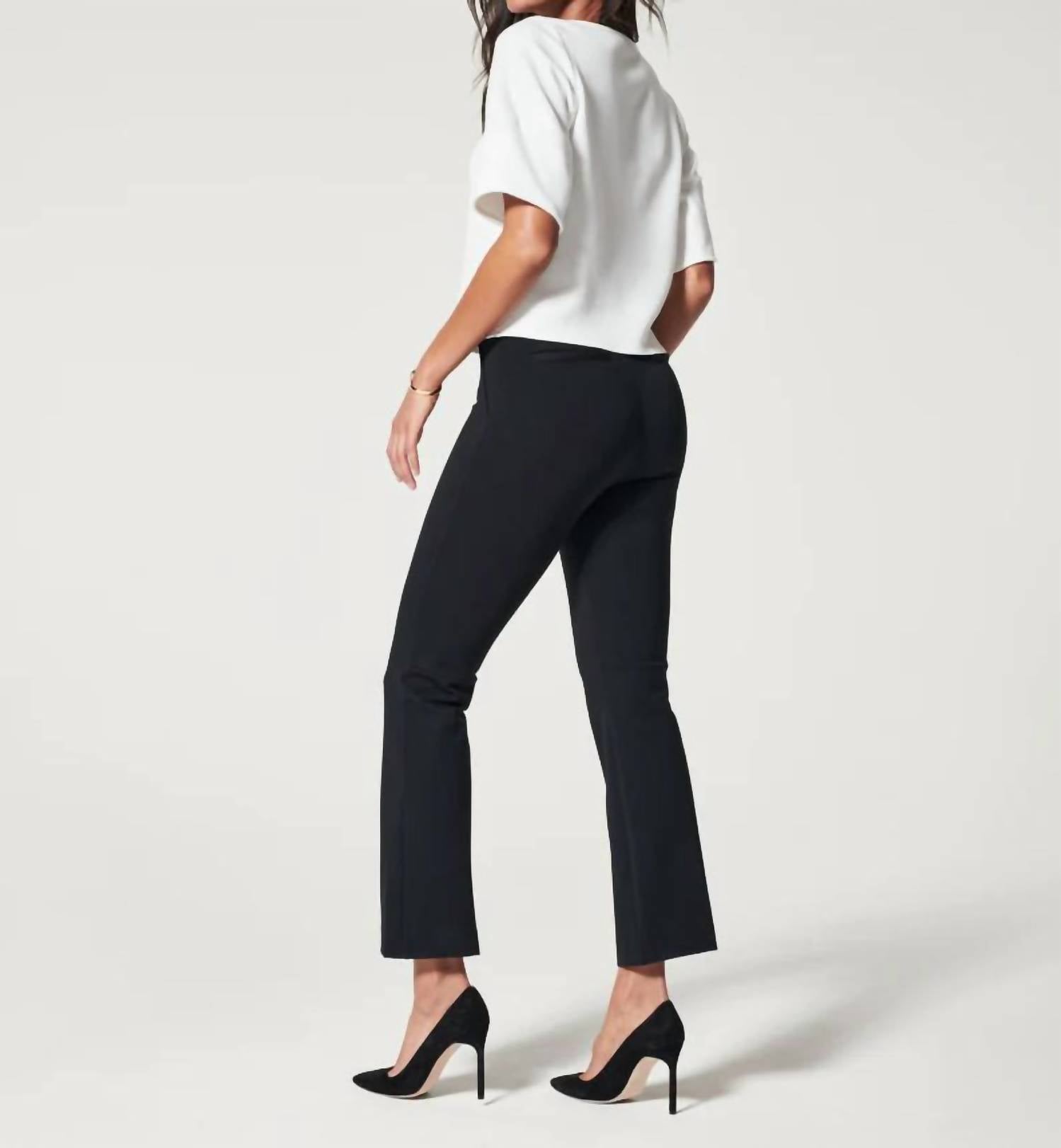 Spanx Perfect Kick Flare Pant in classic black - women's pants - detail view