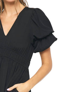 Entro - Cassidy Double Layer Sleeves Babydoll Dress