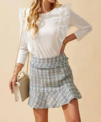 Day + Moon - Tweed Peplum Mini Skirt