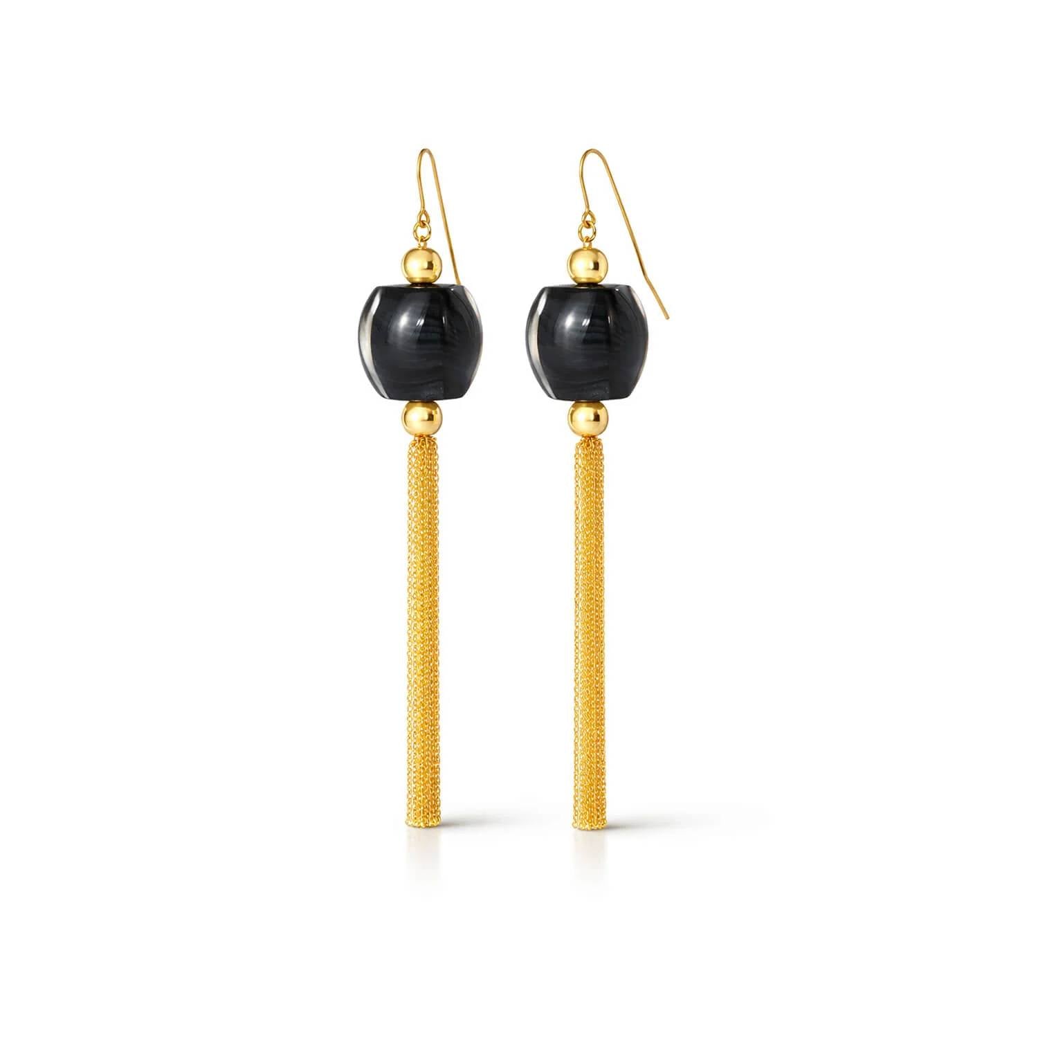 Gold & Honey - Women's Tassel Bead Drop Earrings