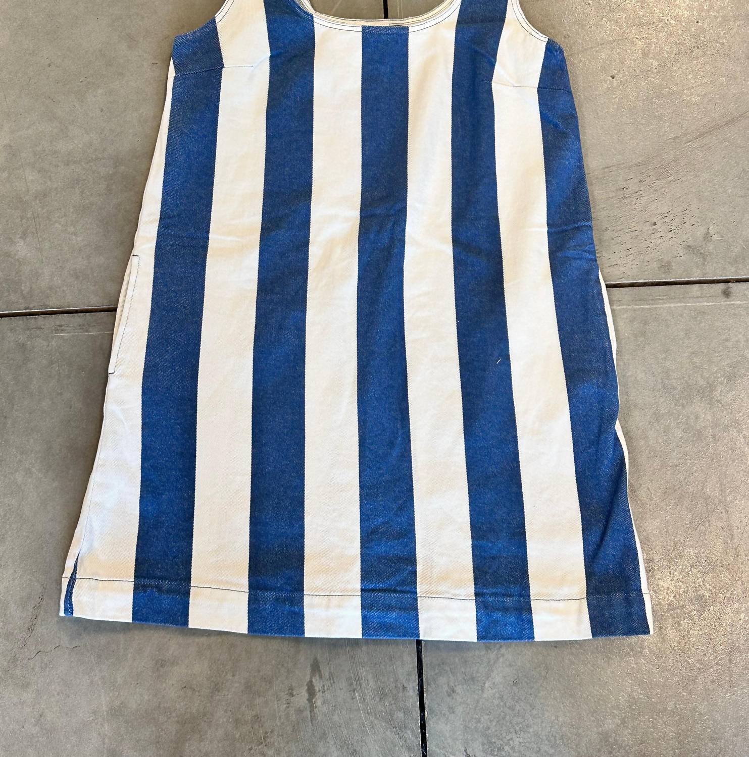 Blu Pepper - Women's Vertical Stripe Denim Tank Mini Dress